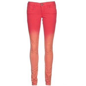 Freeman T Porter dip-dye coral ombré skinny jeans